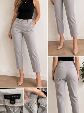 Willi Smith Light Gray Cropped Straight-Leg Pants